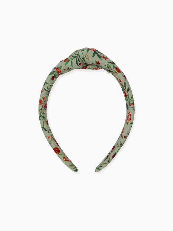 Sage Bird Floral Girl Top Knot Hairband