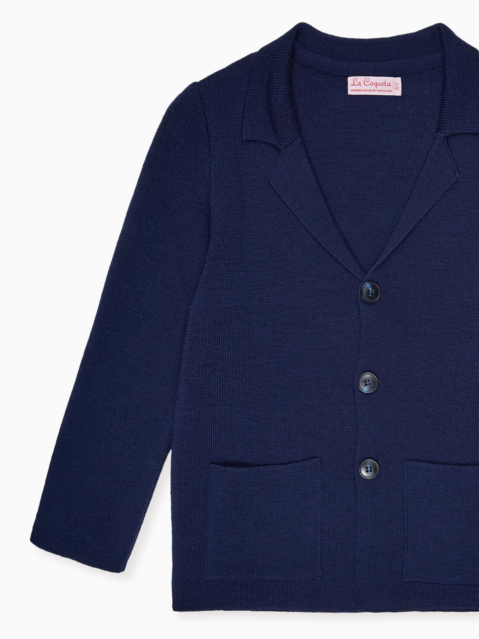Navy Hector Merino Boy Cardigan