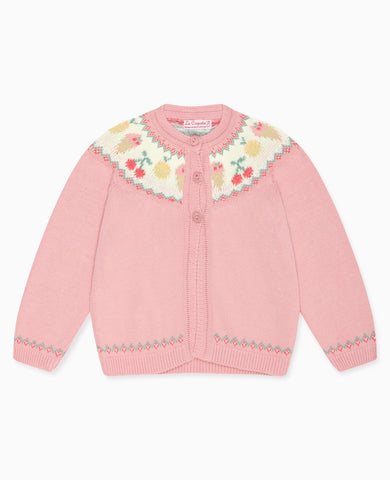 Dusty Pink Helado Cotton Baby Girl Cardigan