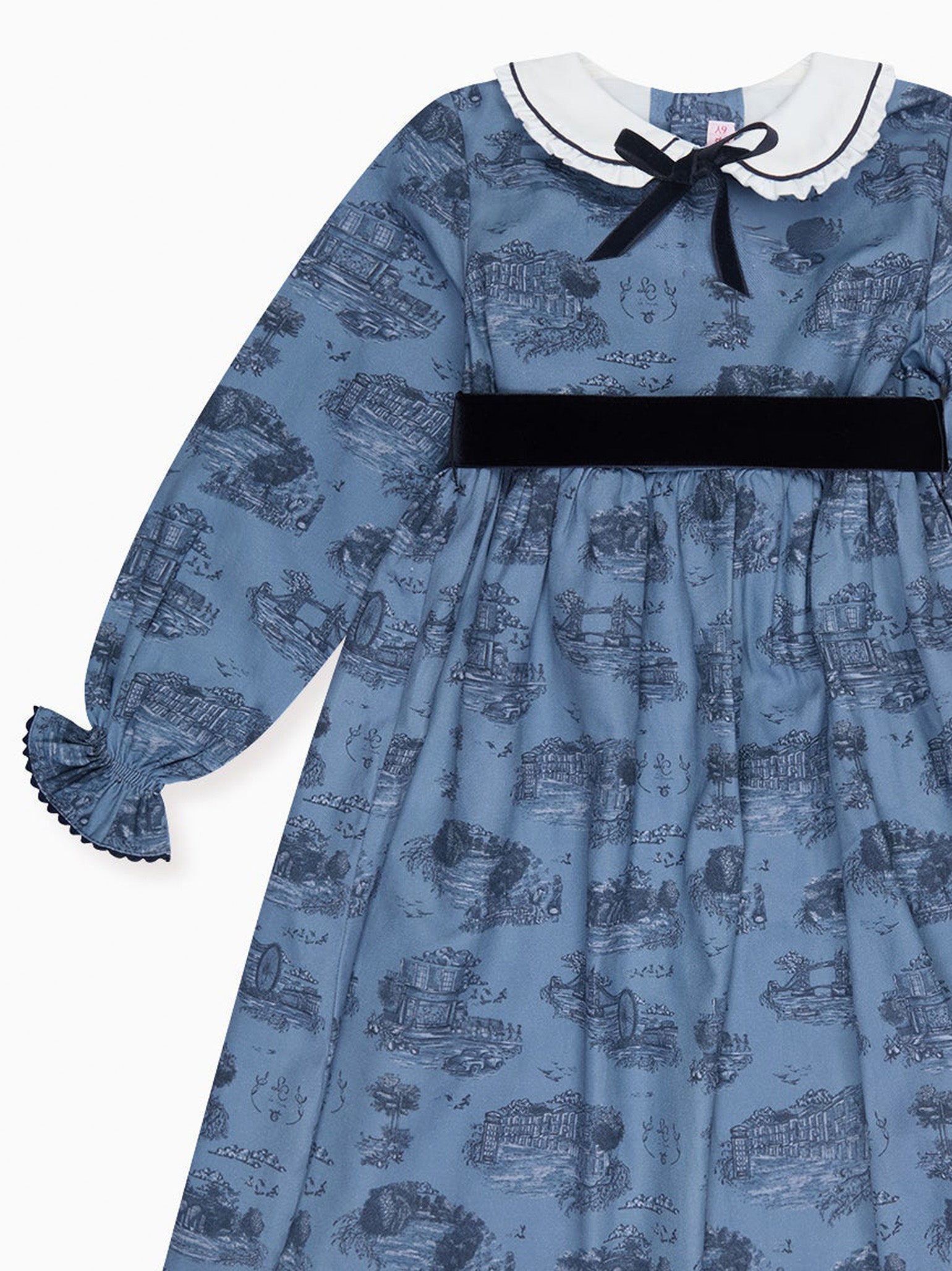 Blue Toile De Jouy Helena Girl Dress