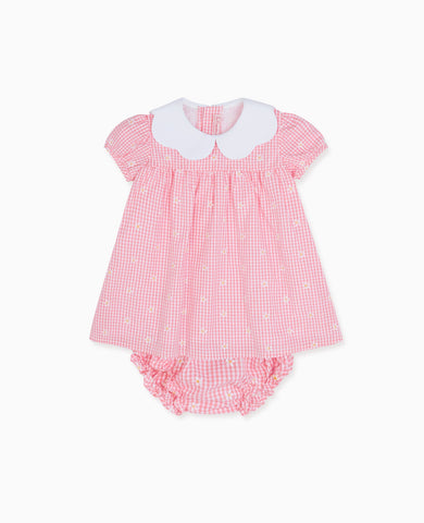 Pink Gingham Hestia Embroidered Baby Girl Set