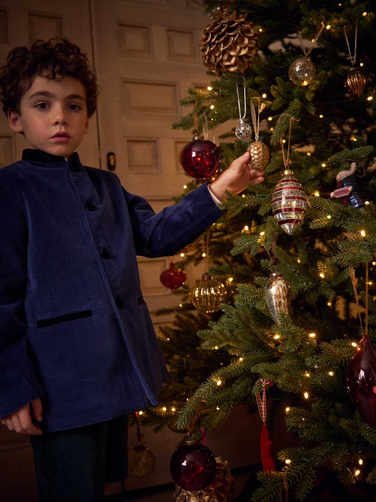 Navy Hugo Velvet Boy Jacket