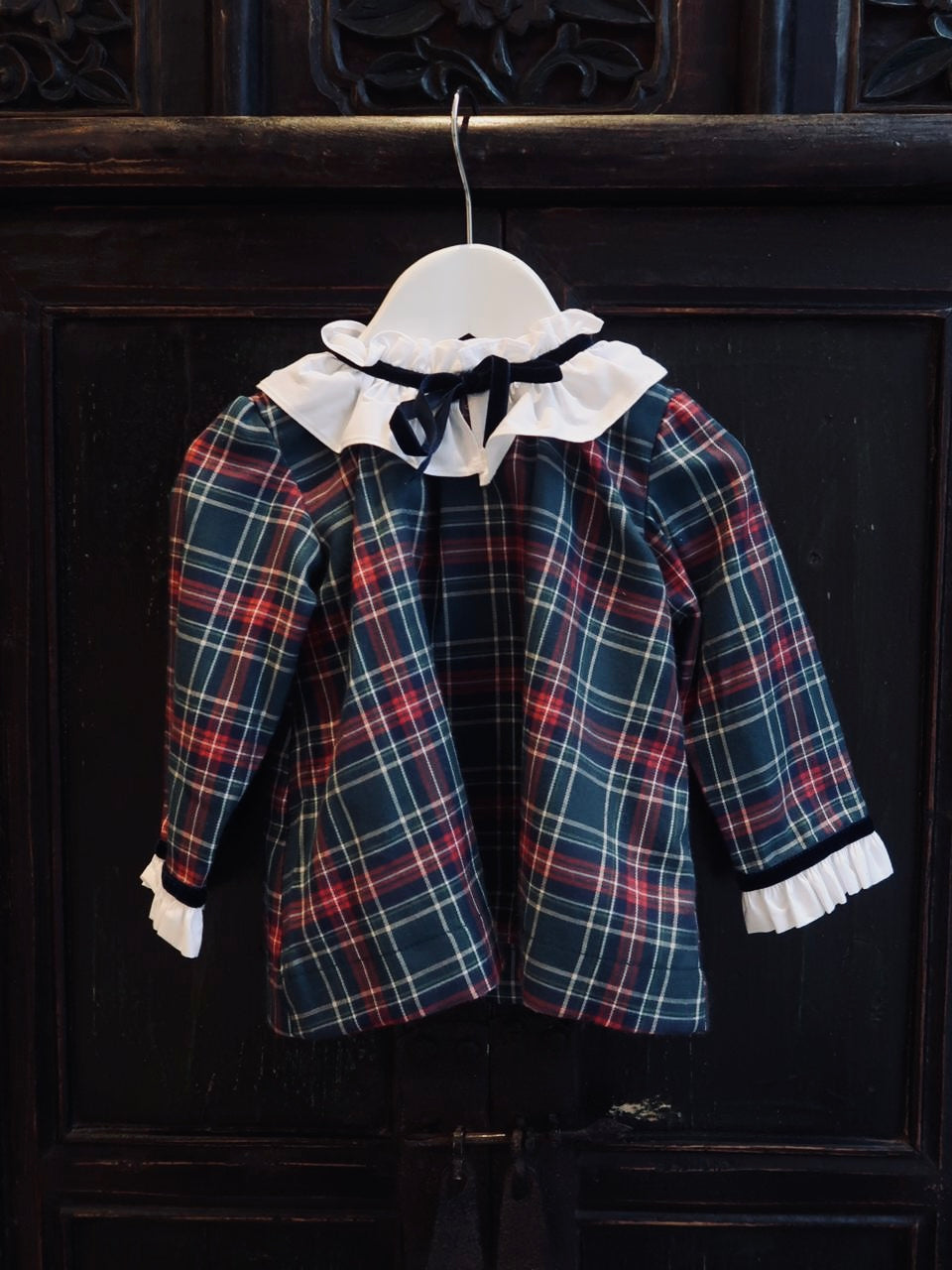 Green Tartan Flora Baby Girl Set