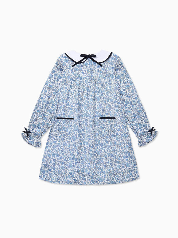 Blue Floral Iris Made With Liberty Fabric Girl Empire Dress