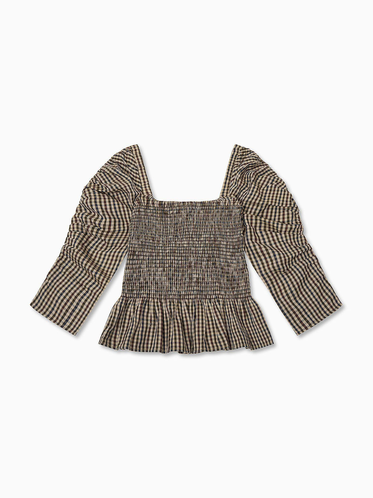 Burgundy Check Isabella Women Long Sleeve Top