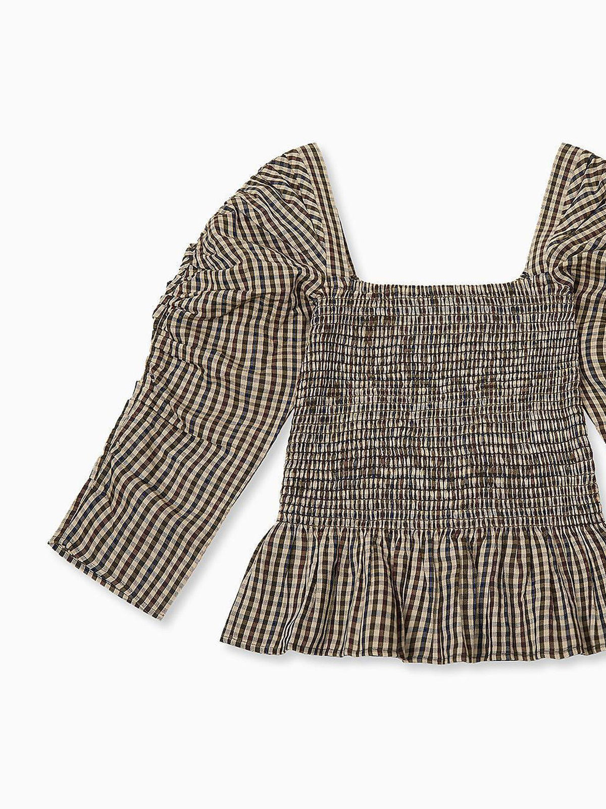 Burgundy Check Isabella Women Long Sleeve Top