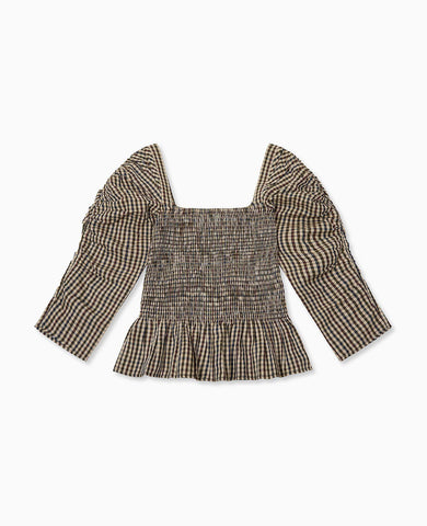 Burgundy Check Isabella Women Long Sleeve Top