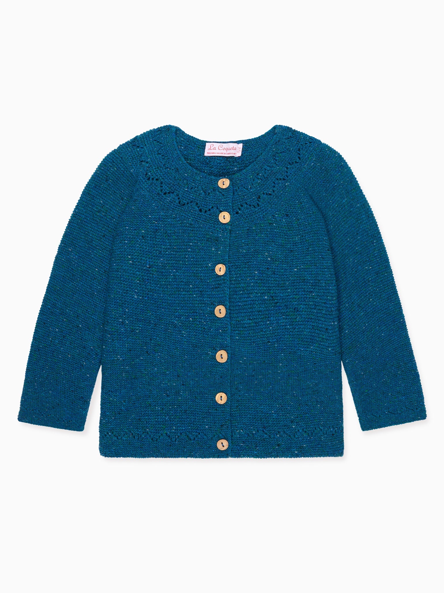 Teal Ivana Merino Girl Cardigan