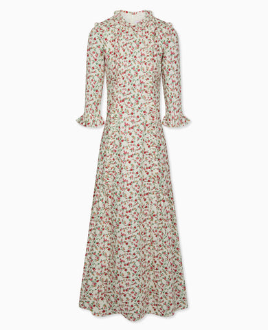 Ivory Floral Violeta Womens Long Dress