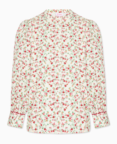 Ivory Floral Livia Womens Long Sleeve Shirt
