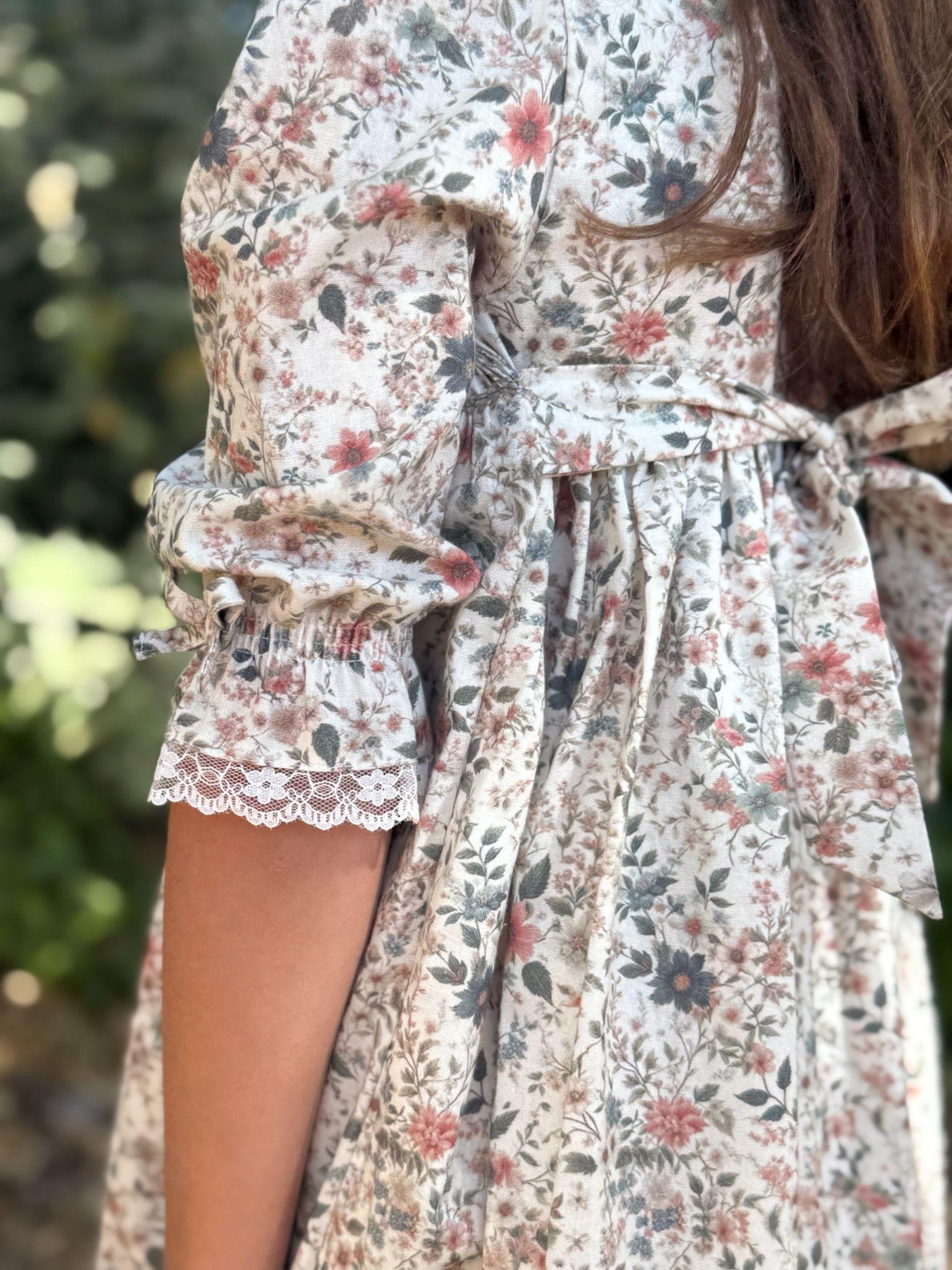 Ivory Floral Milla Girl Hand-Smocked Dress