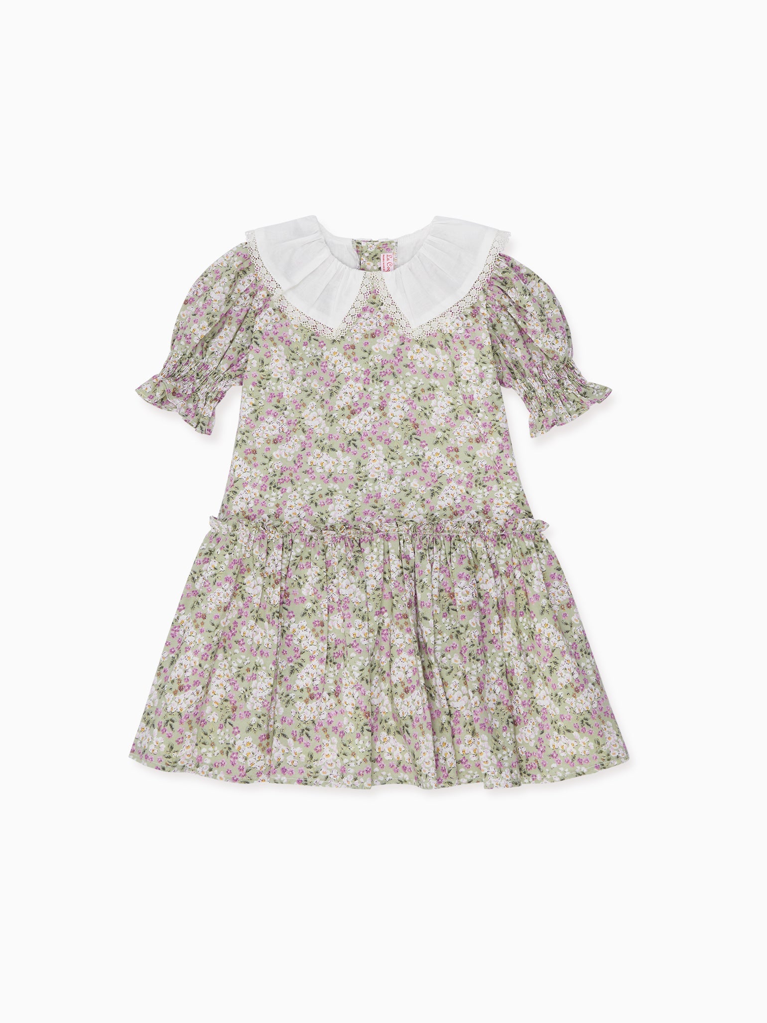 Green Floral Izara Girl Drop Waist Dress