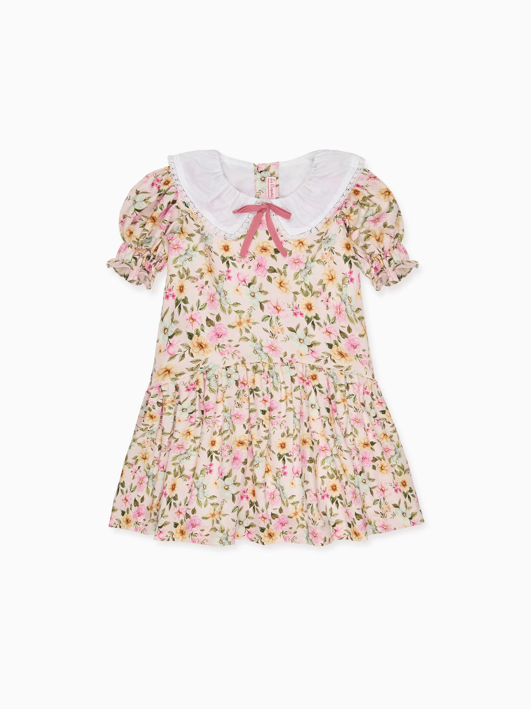 Light Pink Floral Izara Girl Drop Waist Dress | La Coqueta UK – La ...