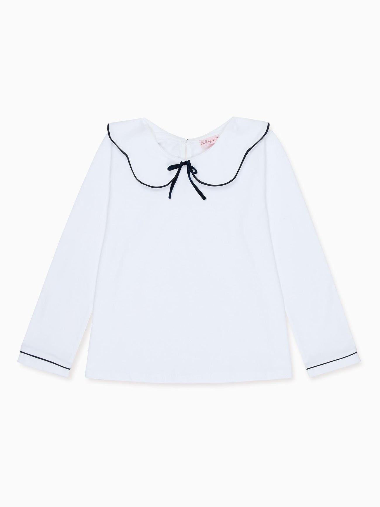 White & Navy Iziar Long Sleeve Girl Top
