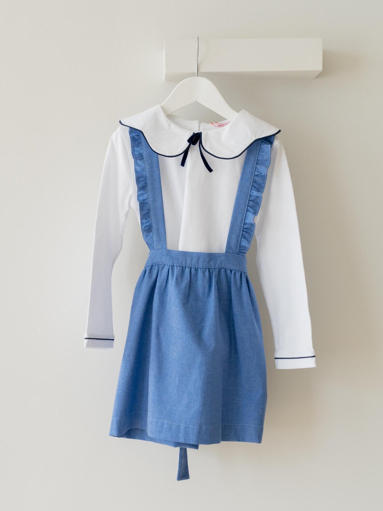 White & Navy Iziar Long Sleeve Girl Top