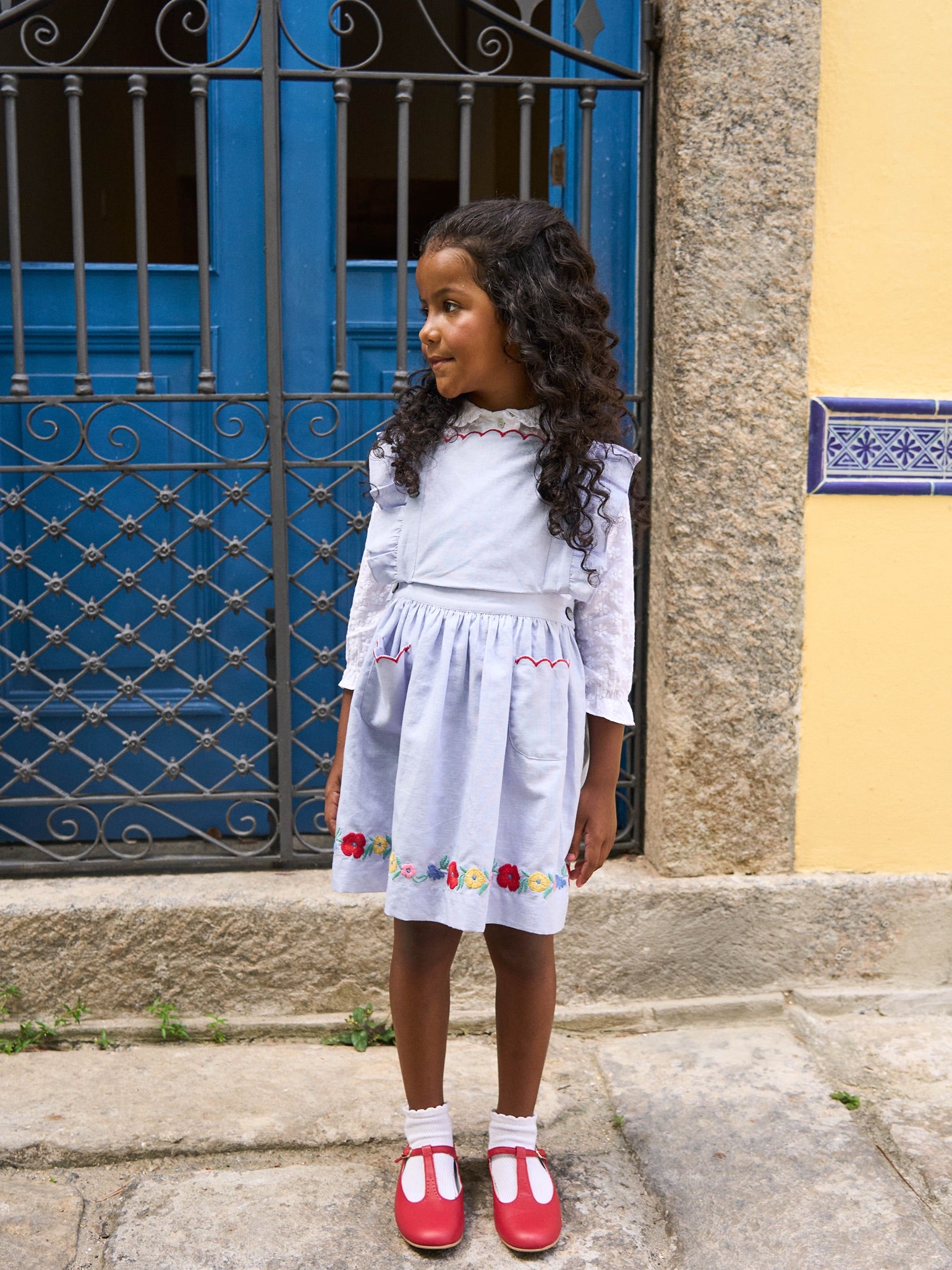 Light Blue Jana Girl Pinafore Skirt