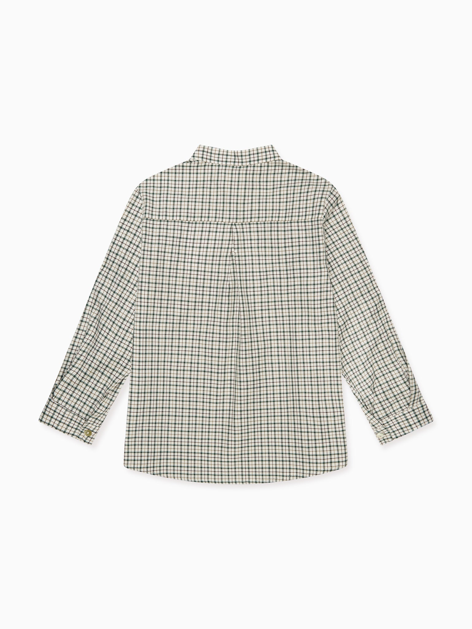 Green Check Jazmin Cotton Long Sleeve Boy Shirt