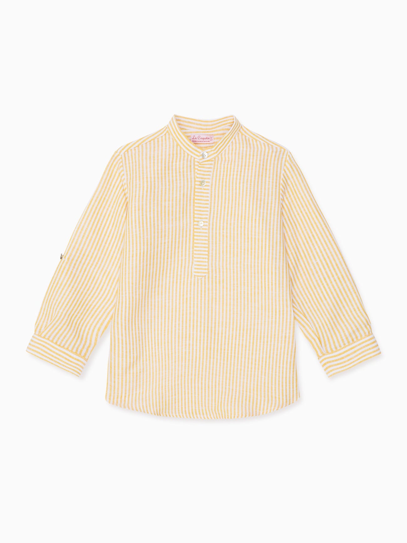 Yellow Stripe Jazmin Linen Mix Boy Shirt