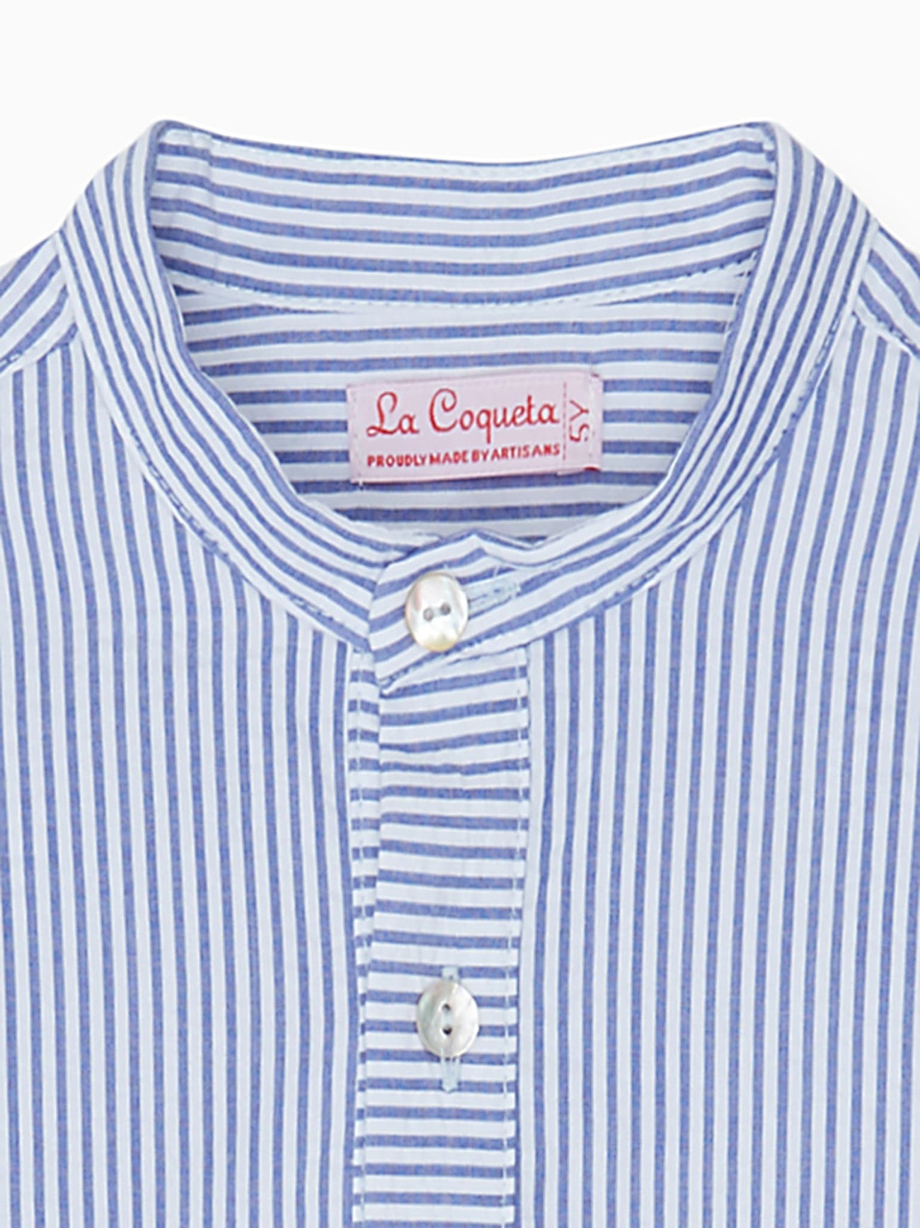 Light Blue Stripe Jazmin Linen Mix Boy Shirt