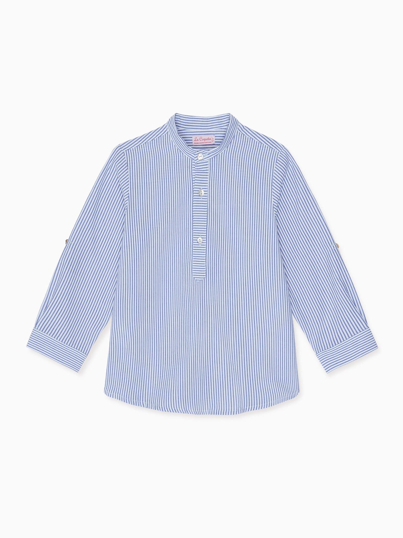 Light Blue Stripe Jazmin Linen Mix Boy Shirt