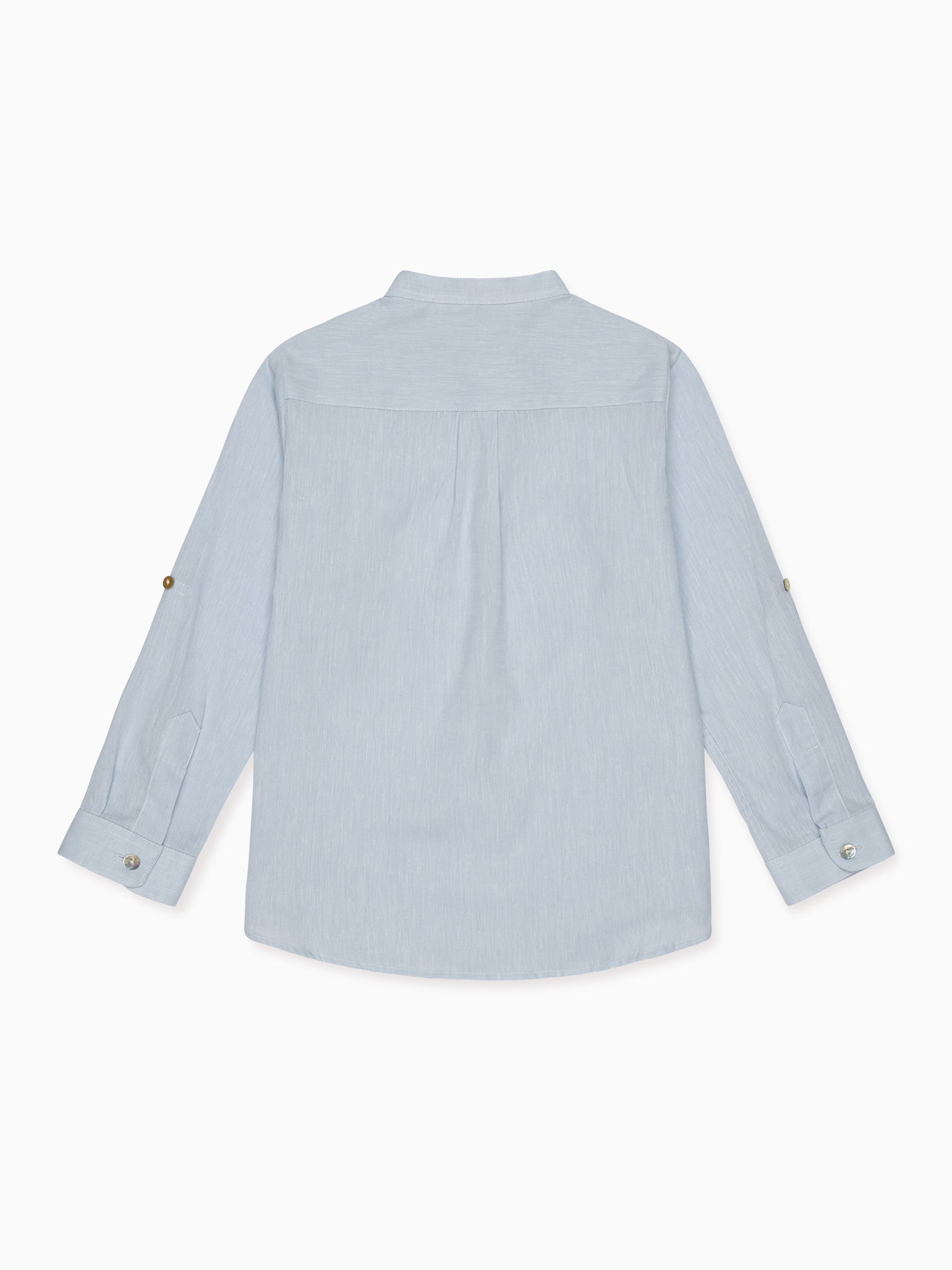 Dusty Blue Jazmin Linen Mix Long Sleeve Boy Shirt
