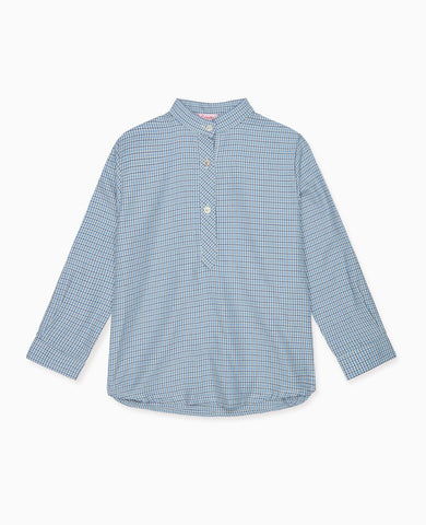 Dusty Blue Check Jazmin Long Sleeve Boy Shirt