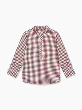 Green Check Jazmin Long Sleeve Boy Shirt