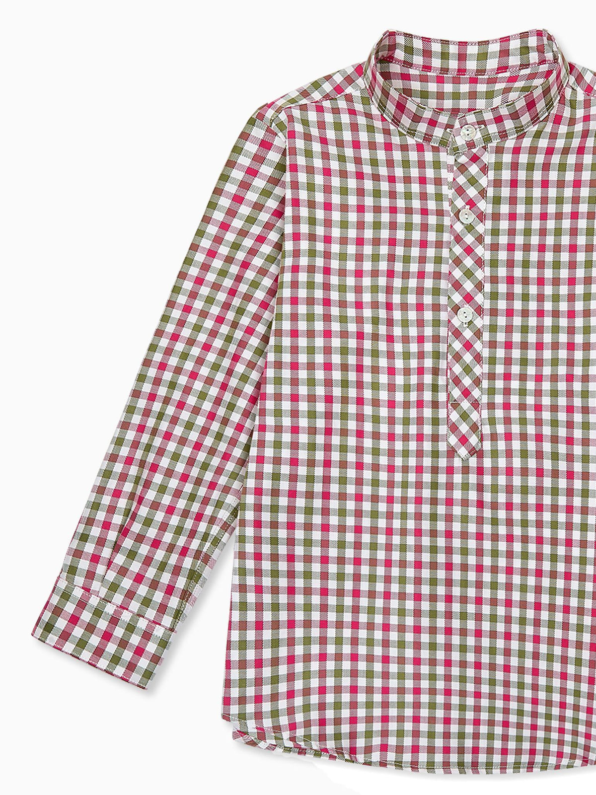 Green Check Jazmin Long Sleeve Boy Shirt