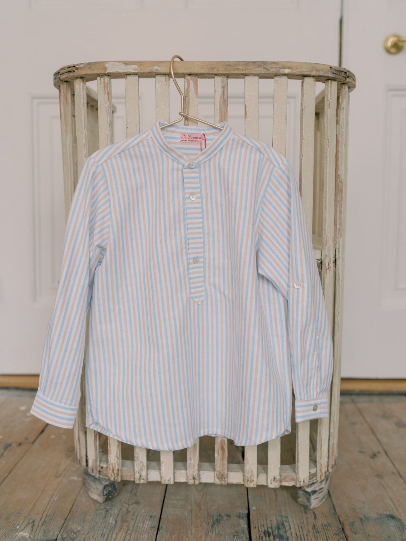 Caramel Stripe Jazmin Long Sleeve Boy Shirt