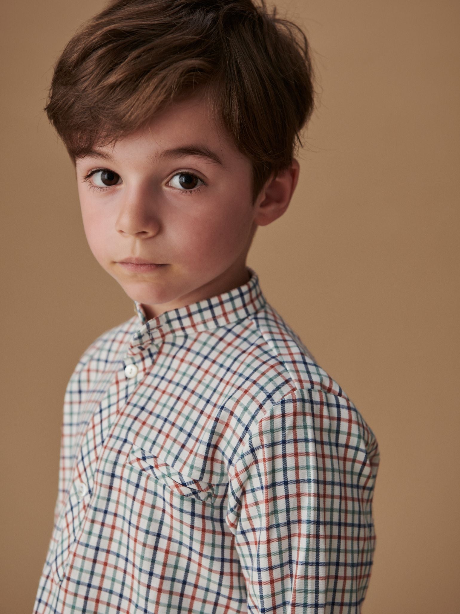 Ivory Check Mateo Long Sleeve Boy Shirt