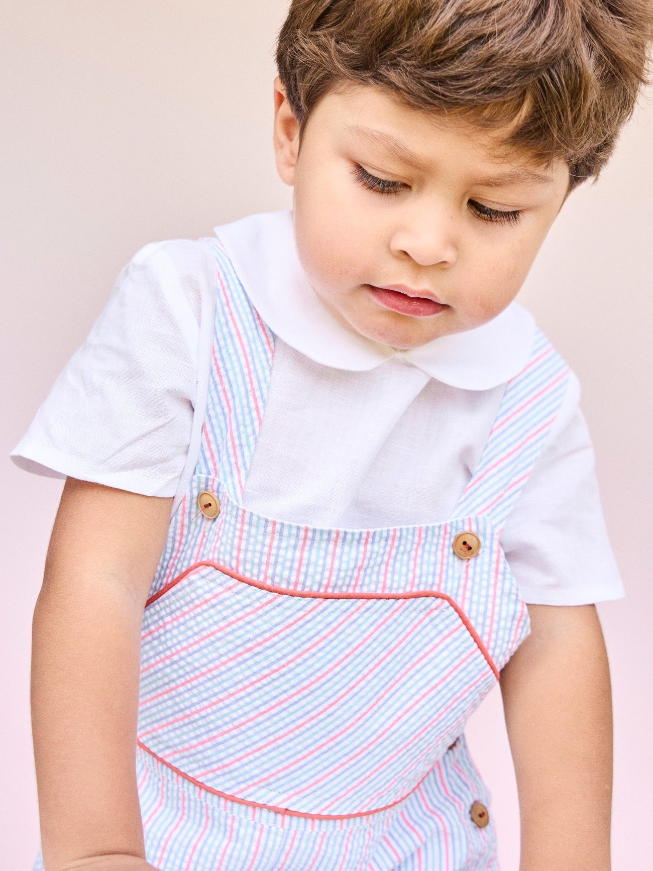 Coral Stripe Ringo Baby Dungarees
