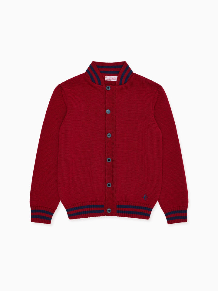 Burgundy Jules Merino Kids Cardigan La Coqueta Kids
