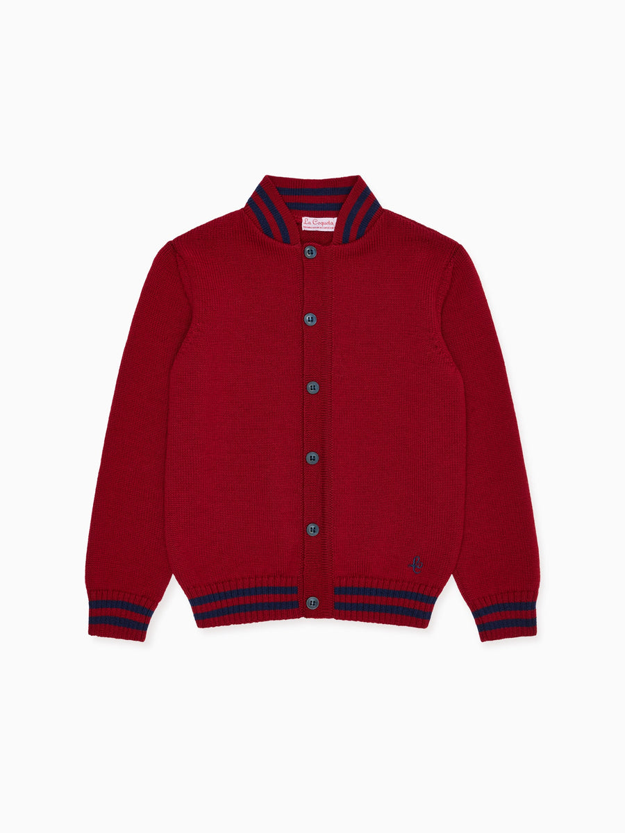 Burgundy Jules Merino Kids Cardigan La Coqueta Kids