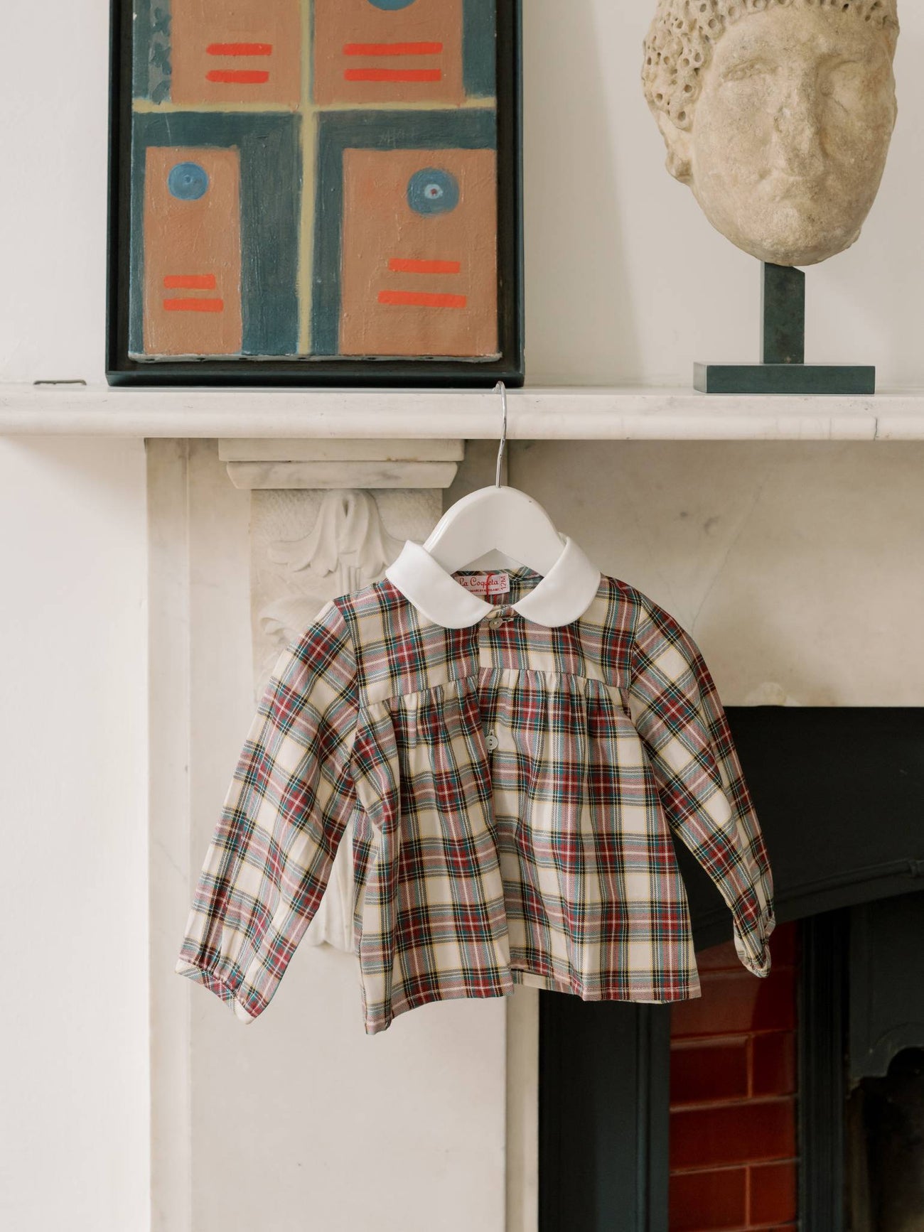 Ivory Tartan Dante Long Sleeve Baby Shirt