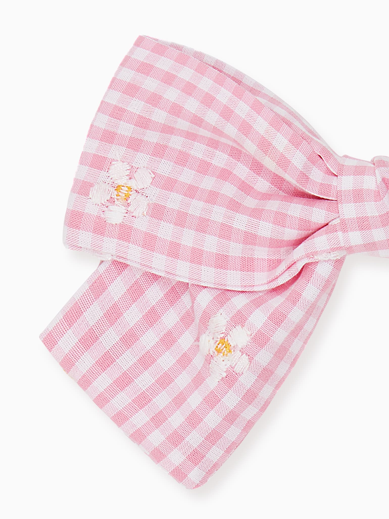 Pink Gingham Large Bow Girl Clip