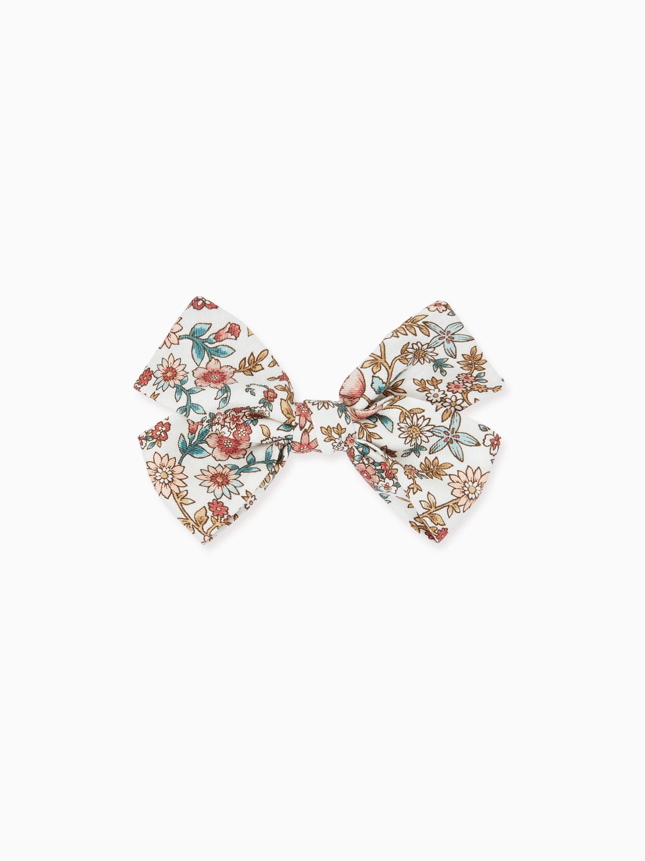 Terracotta Floral Large Bow Girl Clip