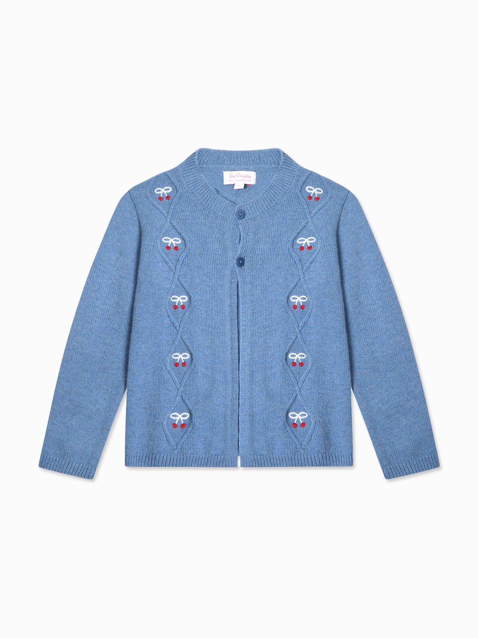 Blue Leanor Merino Girl Cardigan