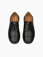 Black Leather Lace Up Kids School Shoes