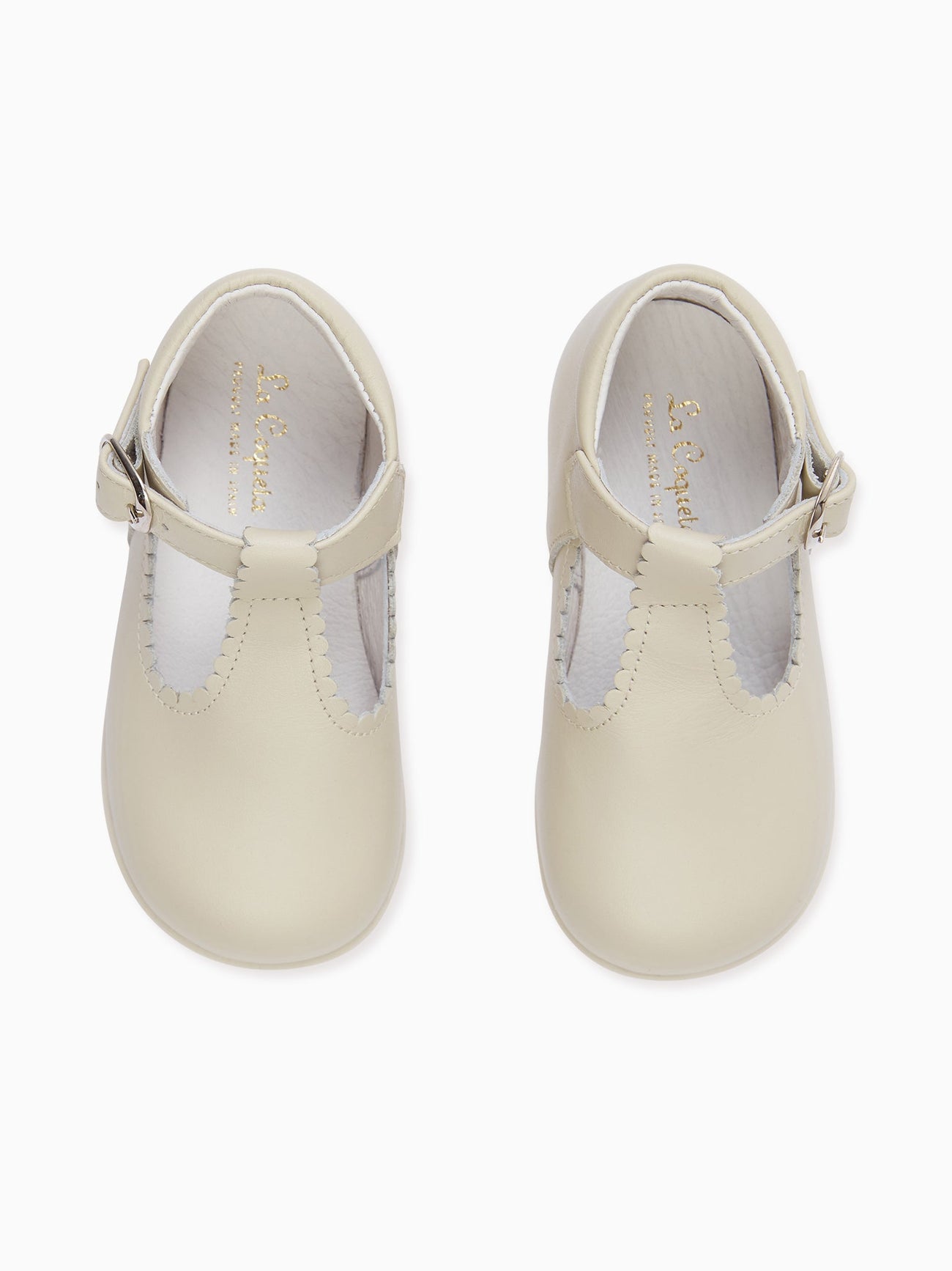 Ivory Leather Toddler T-Bar Shoes
