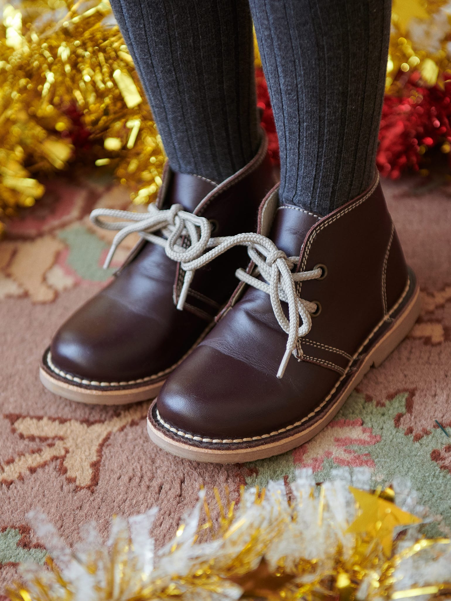 Burgundy Leather Kids Desert Boots