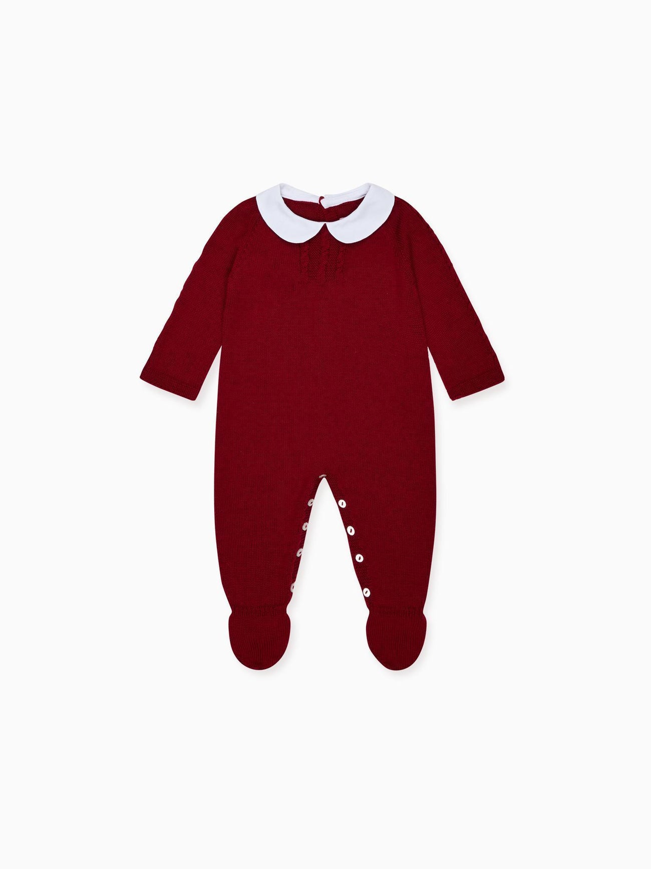 Burgundy Leon Merino Baby Knitted Playsuit