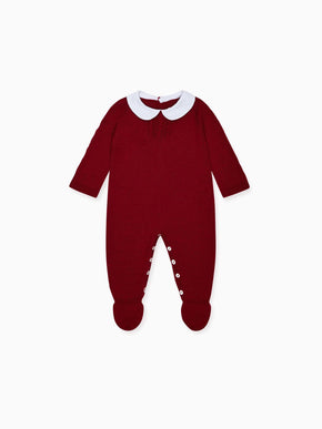 Burgundy Leon Merino Baby Knitted Playsuit