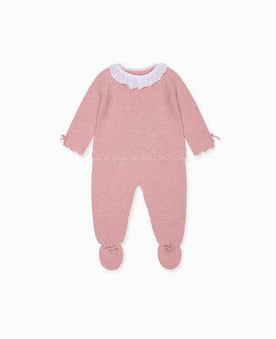 Dusty Pink Leonor Merino Baby Girl Knitted Set