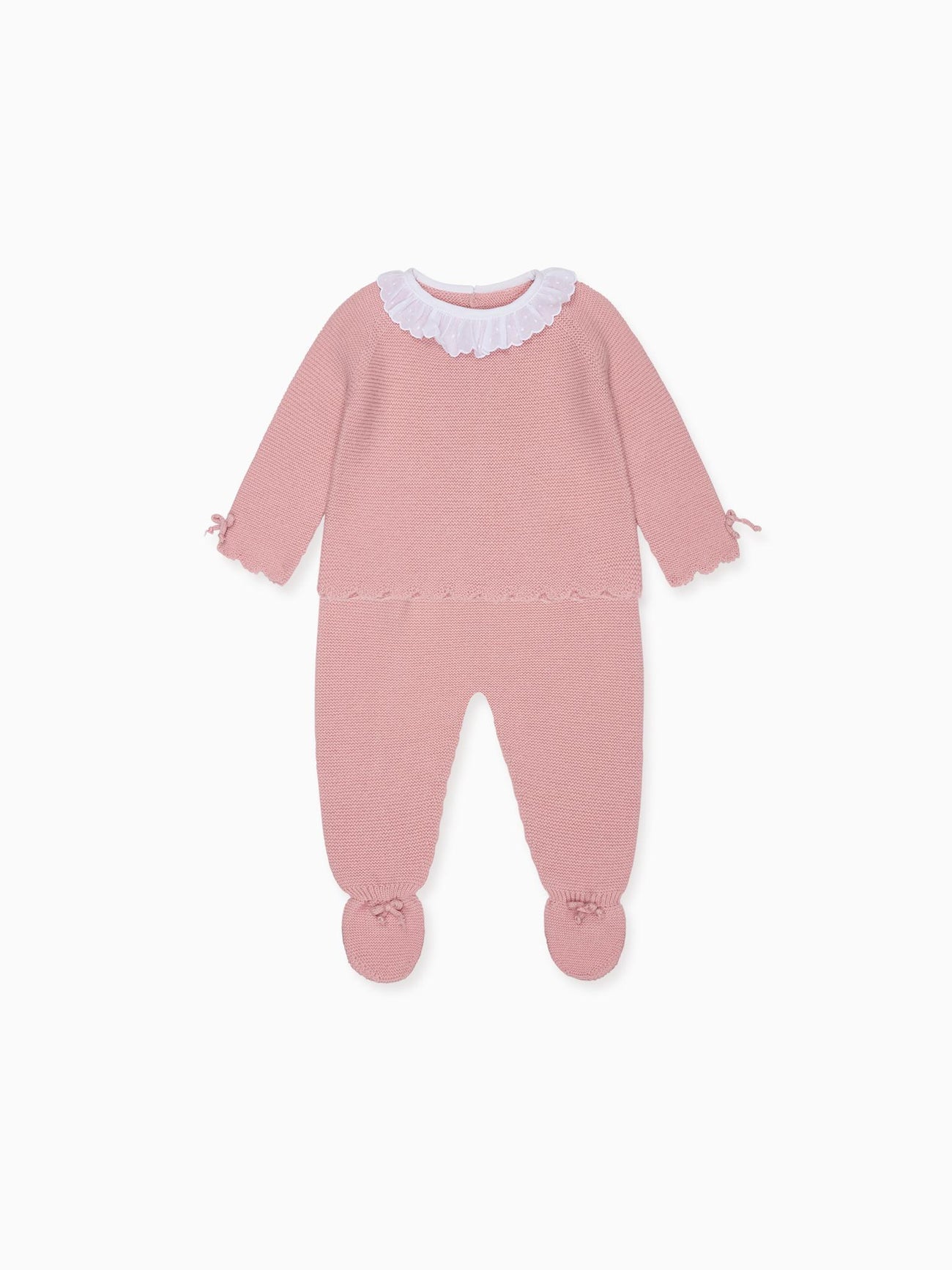 Dusty Pink Leonor Merino Baby Girl Knitted Set