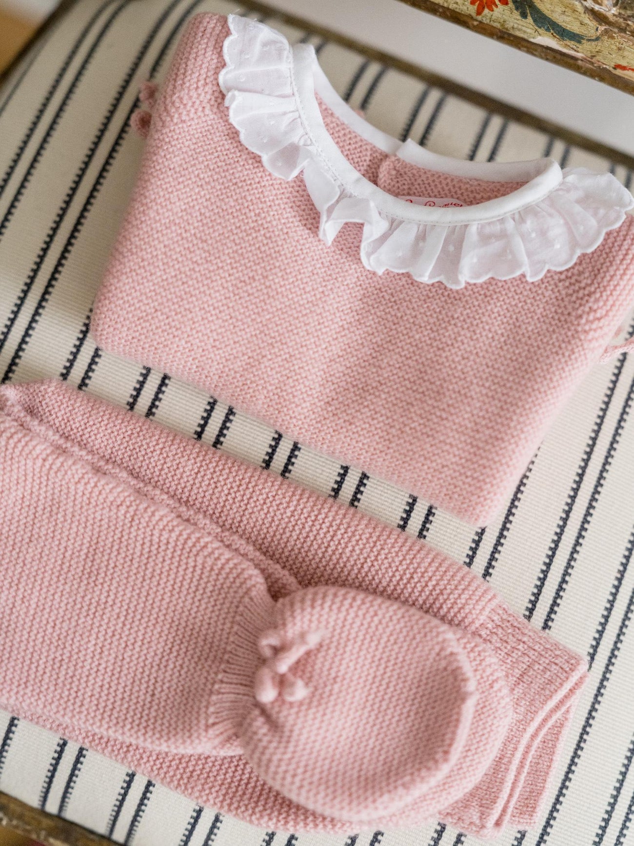Dusty Pink Leonor Merino Baby Girl Knitted Set