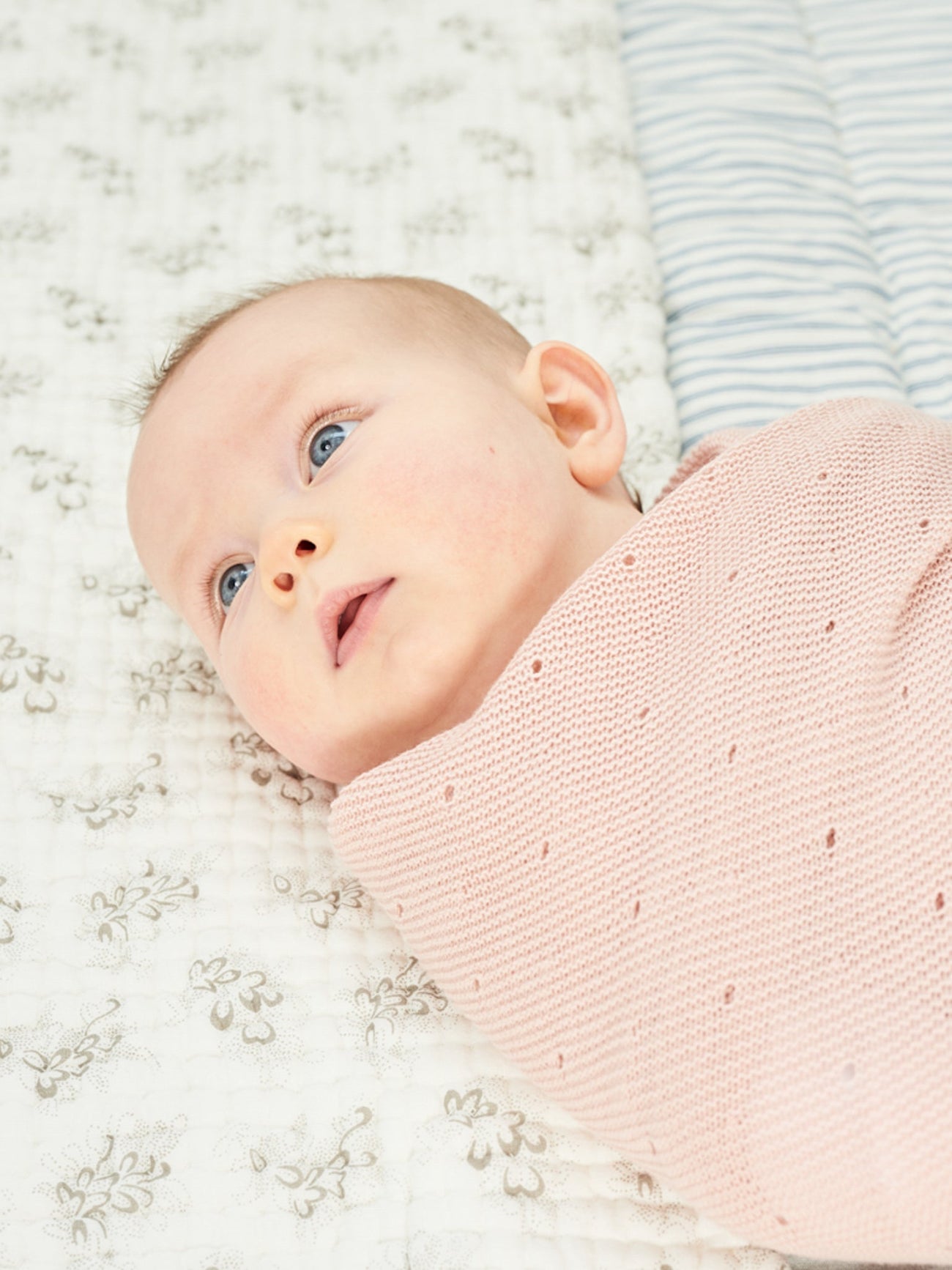 Dusty Pink Openwork Cotton Baby Blanket