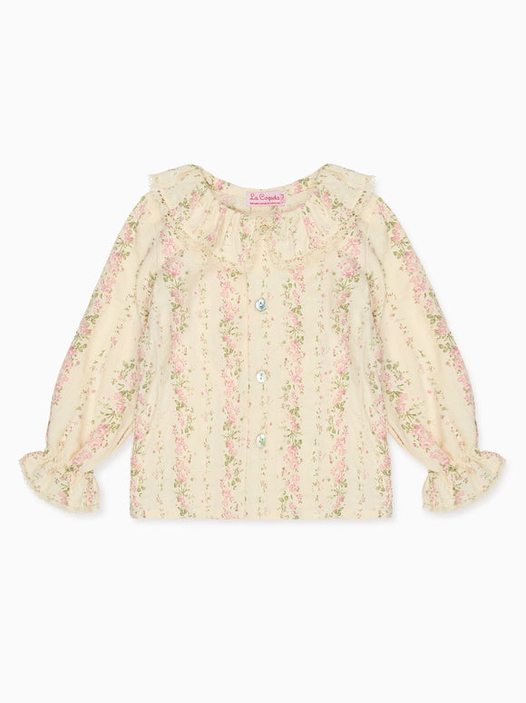 Pink Floral Lila Long Sleeve Baby Girl Shirt