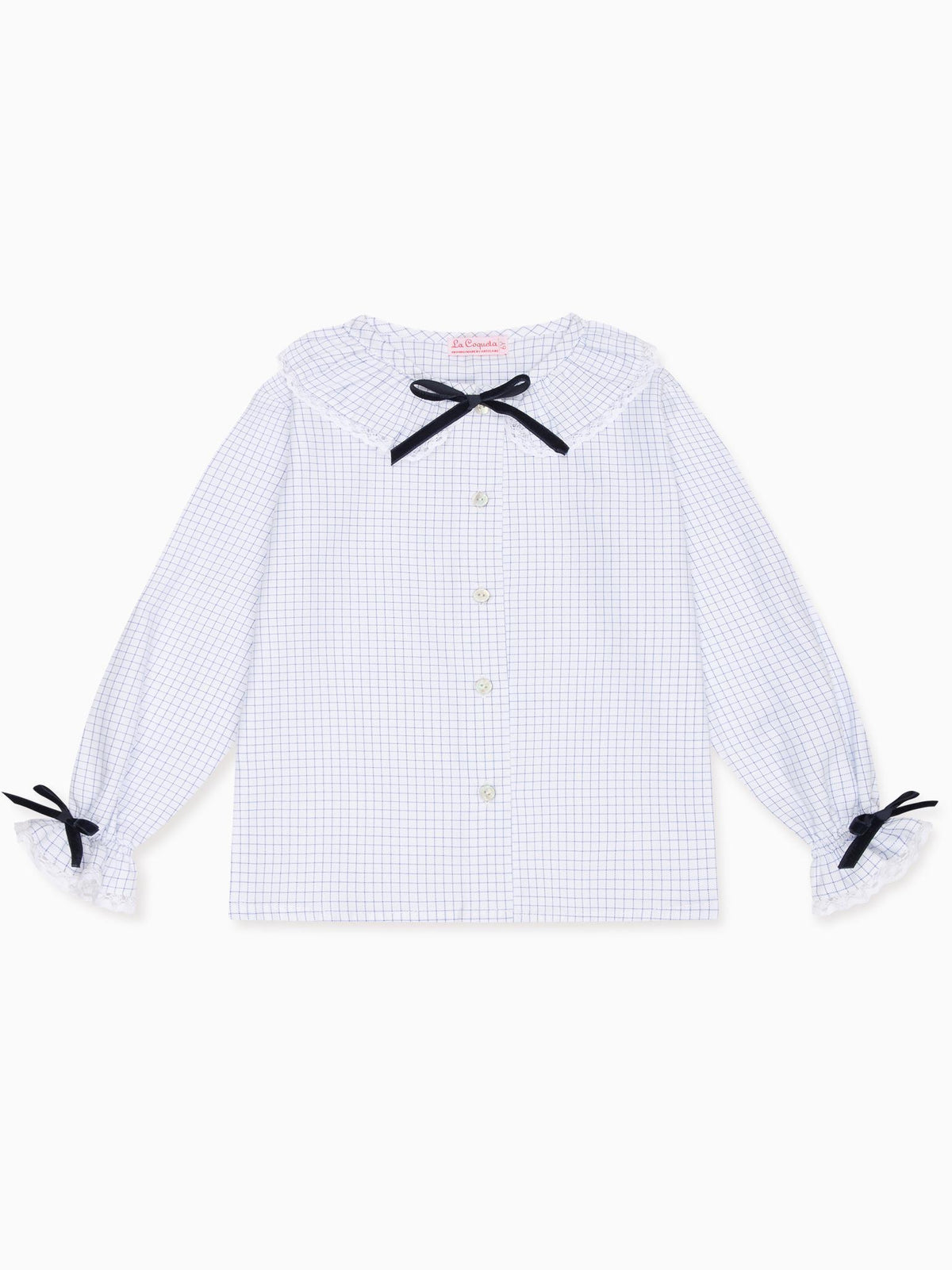 Blue Check Lila Long Sleeve Girl Shirt