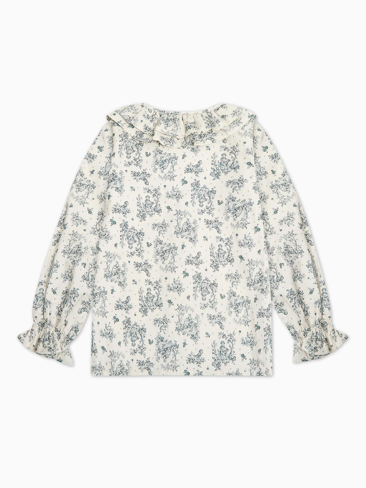 Green Toile Du Jouy Lila Long Sleeve Girl Shirt