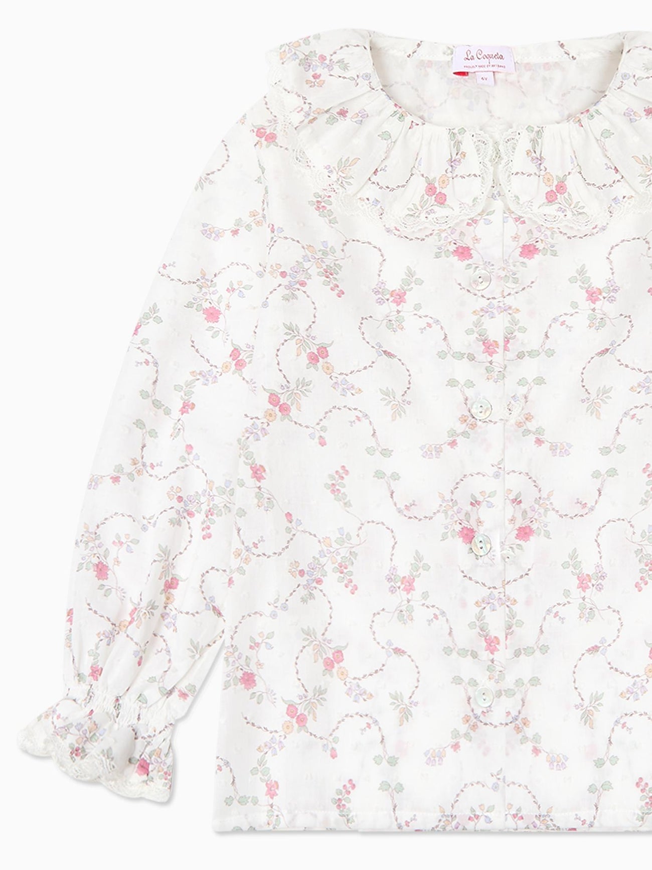 Ivory Floral Lila Long Sleeve Girl Shirt